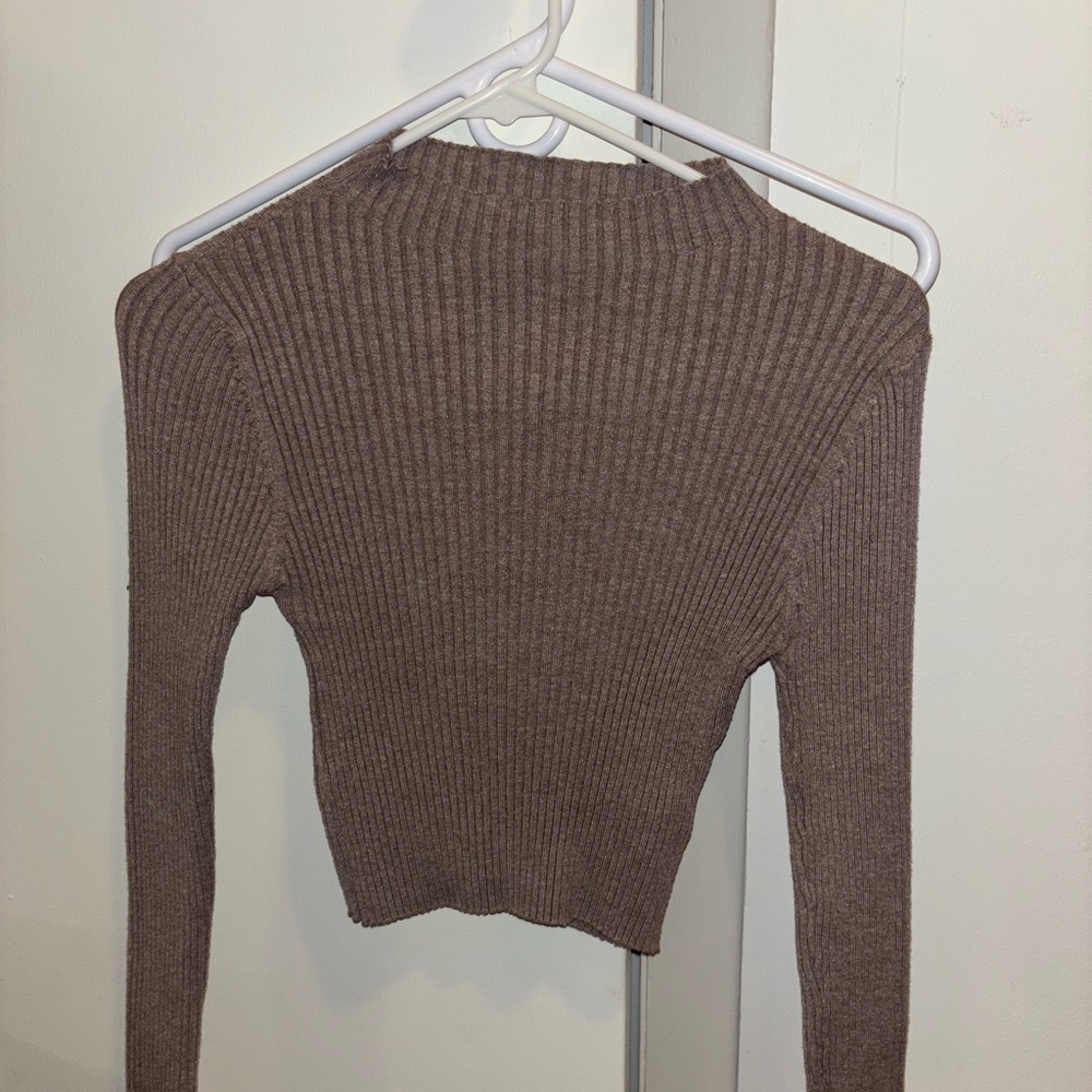 Ribbed Knit Sweater in Brown